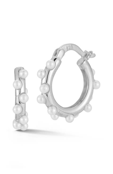 Cultured Pearl Hoop Earrings