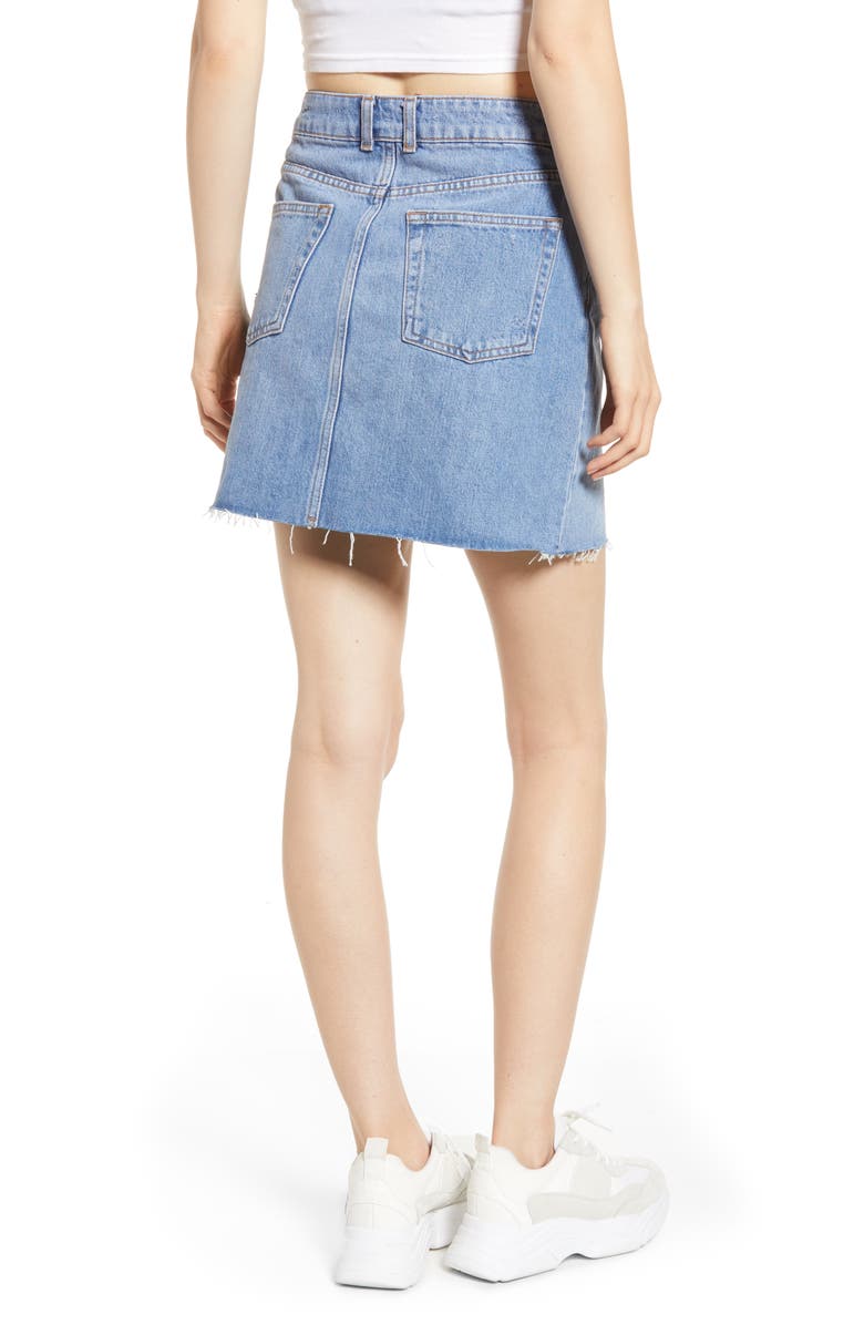 Topshop Frayed Hem Miniskirt, Alternate, color, 