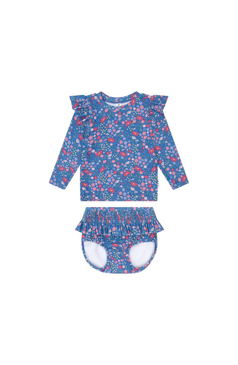 Huxbaby Vintage Floral 2Pc Swim Set, Main, color, Riviera Blue Multi