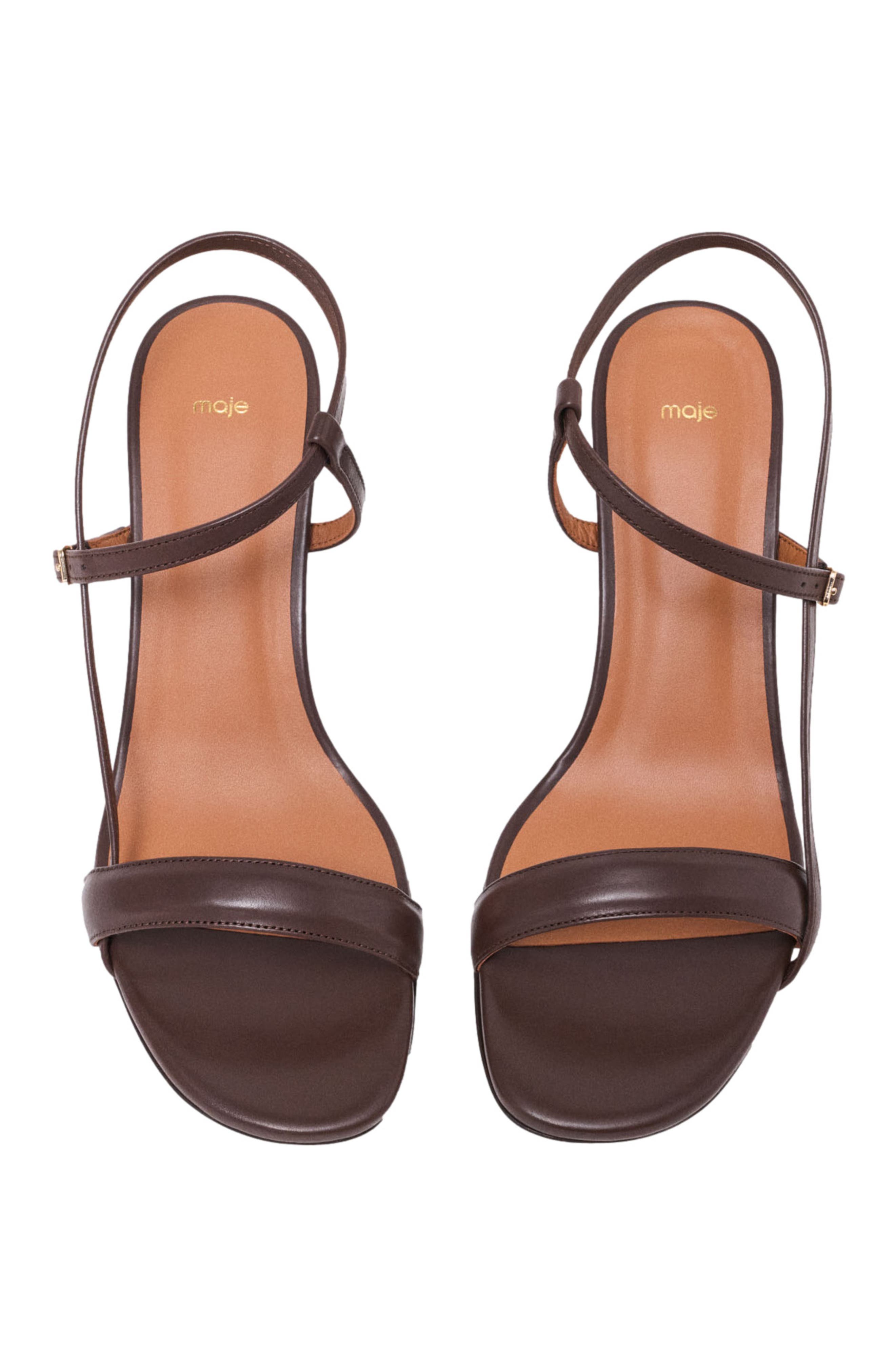 Strappy leather sandals, Alternate, color, Brown