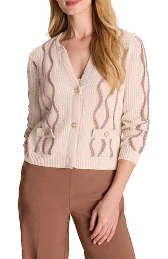 Textured Wave Cotton Blend Cardigan
