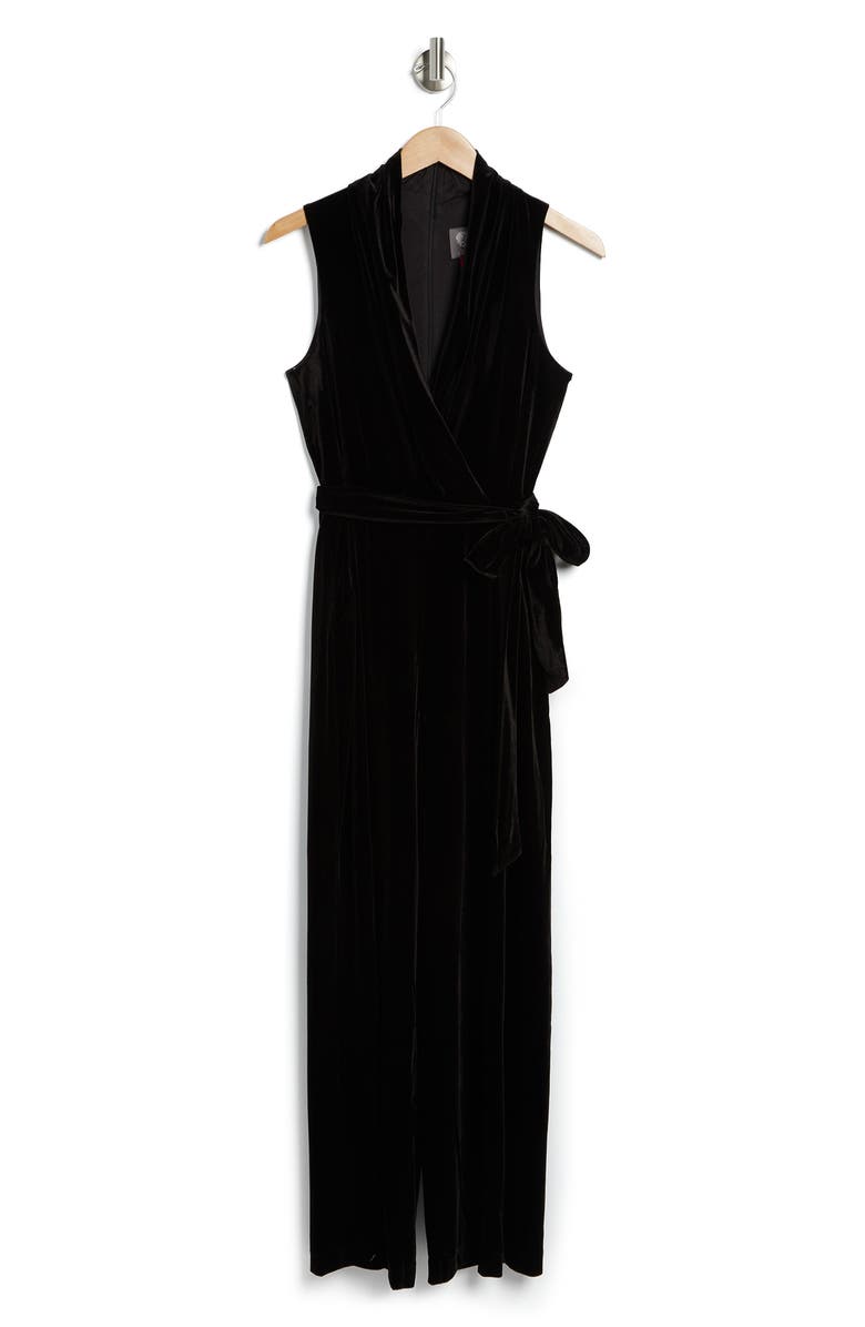 Vince Camuto Velvet Surplice Jumpsuit, Alternate, color, 