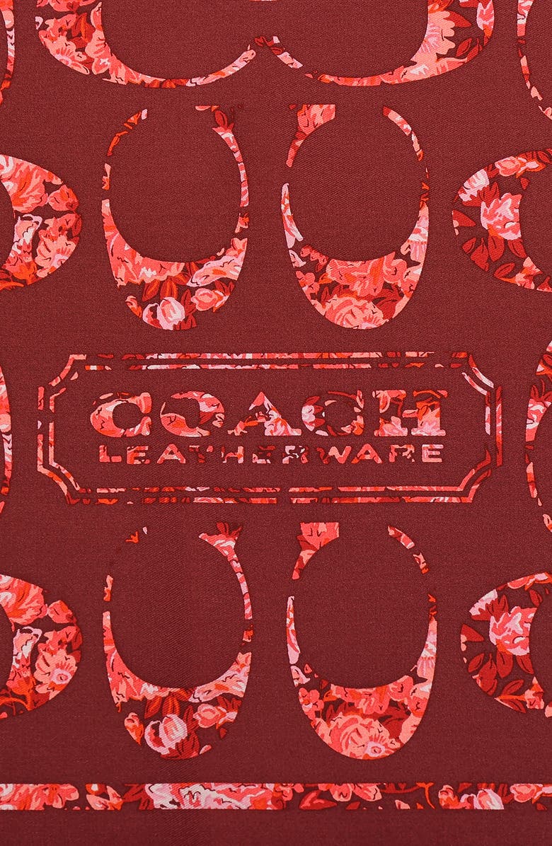 COACH Signature Logo Roese Meadow Square Silk Scarf, Alternate, color, 