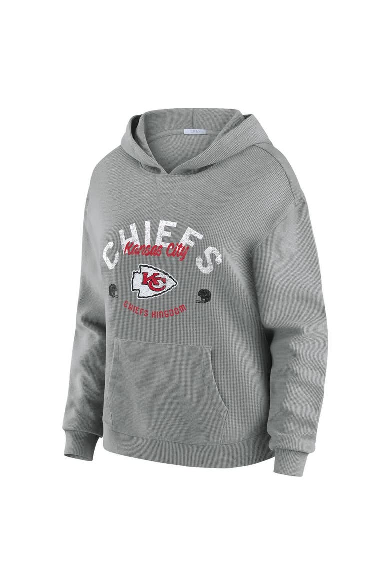 Women's WEAR by Erin Andrews Gray Kansas City Chiefs Plus Size Waffle-Knit Long Sleeve Hooded Shirt & Pants Lounge Set, Alternate, color, Gray