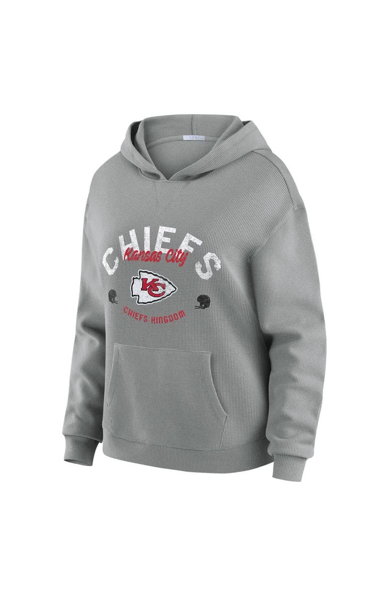 WEAR by Erin Andrews Women's WEAR by Erin Andrews Gray Kansas City Chiefs Plus Size Waffle-Knit Long Sleeve Hooded Shirt & Pants Lounge Set, Alternate, color, Gray