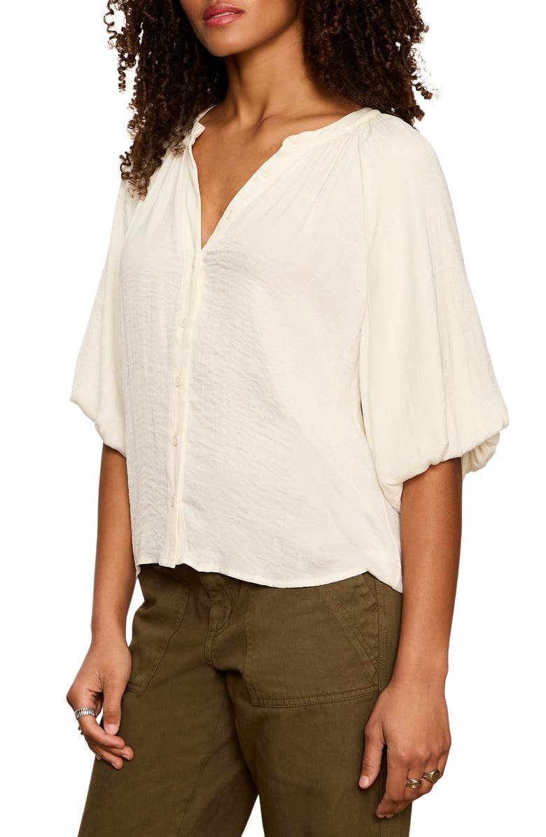 Sanctuary Plenty of Love Crinkle Button-Up Top, Alternate, color, Collagen White