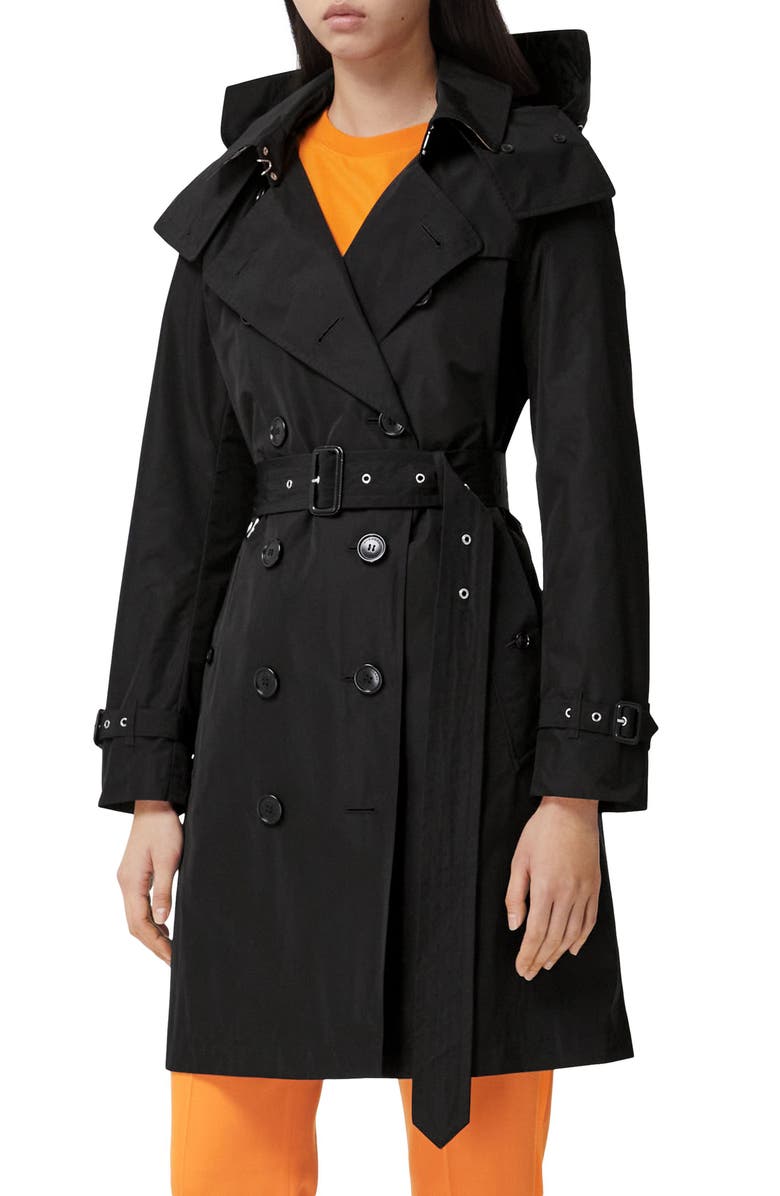 Burberry Kensington Taffeta Trench Coat with Detachable Hood, Alternate, color, 