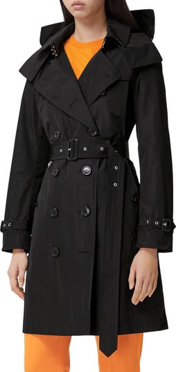【BURBERRY】KENSINGTON TAFFETA TRENCH COAT Burberry Kensington Taffeta Trench Coat with Detachable Hood