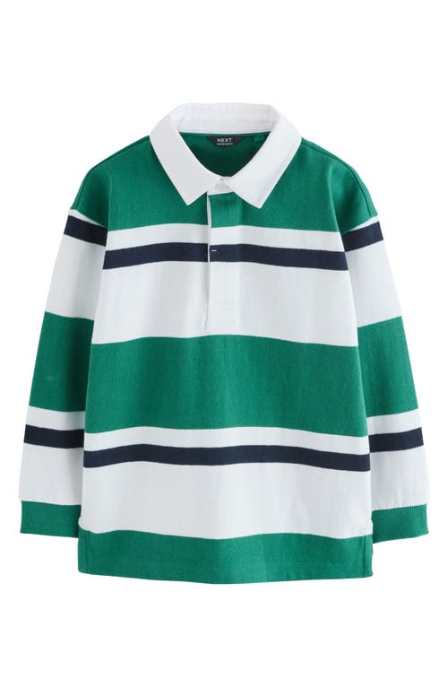 Next Kids' Stripe Cotton Rugby Shirt In Green