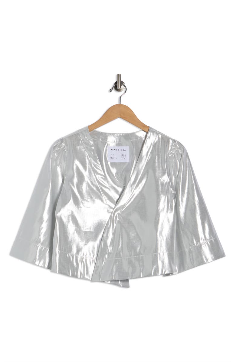 CISSA The Lady Puff Sleeve Wrap Top, Alternate, color, Disco