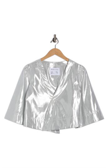 Cissa The Lady Puff Sleeve Wrap Top In Gray