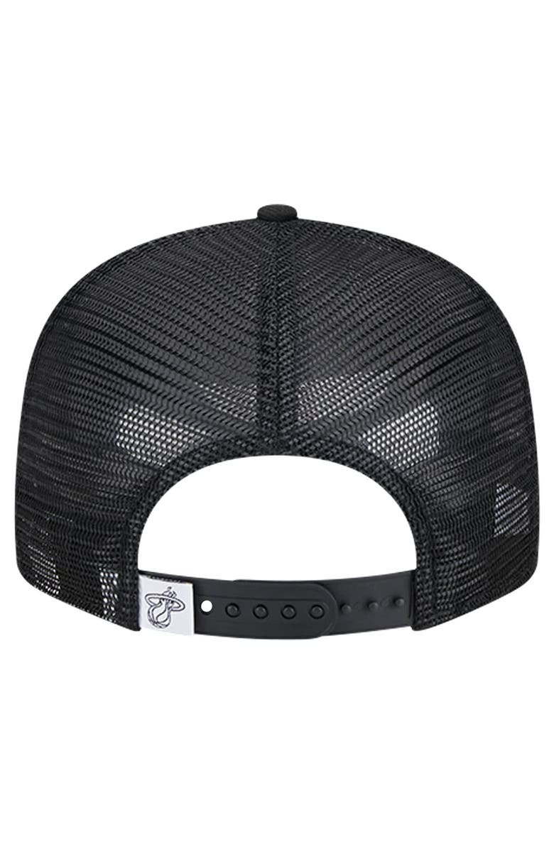 New Era Men's New Era Black Miami Heat Evergreen 9FIFTY Trucker Snapback Hat, Alternate, color,
