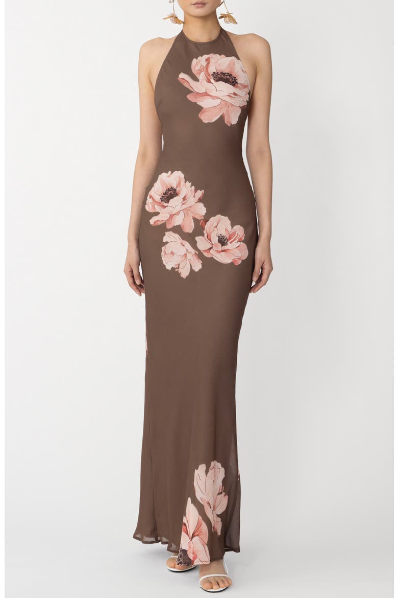 Gwyneth Floral Print Dress, Main, color, MOCHA MULTI