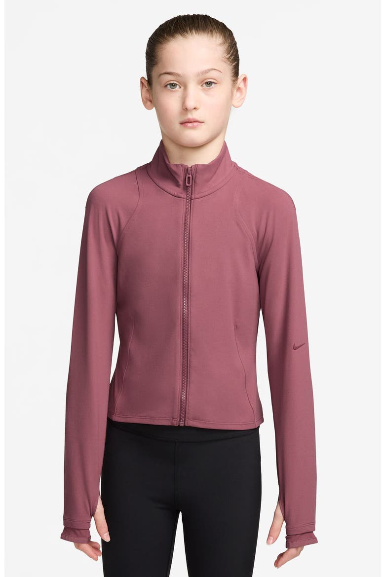 Kids' Mavn Dri-FIT Full Zip Long Sleeve Top, Main, color, 654 PINK SMOKE/PINK SMOKE