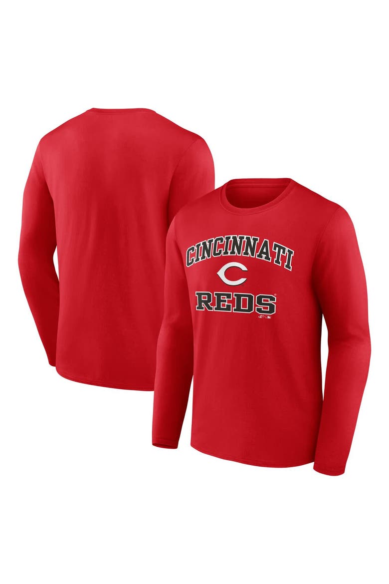 Men's Logo Athletic Red Cincinnati Reds Heart & Soul Long Sleeve T-Shirt, Main, color, Red