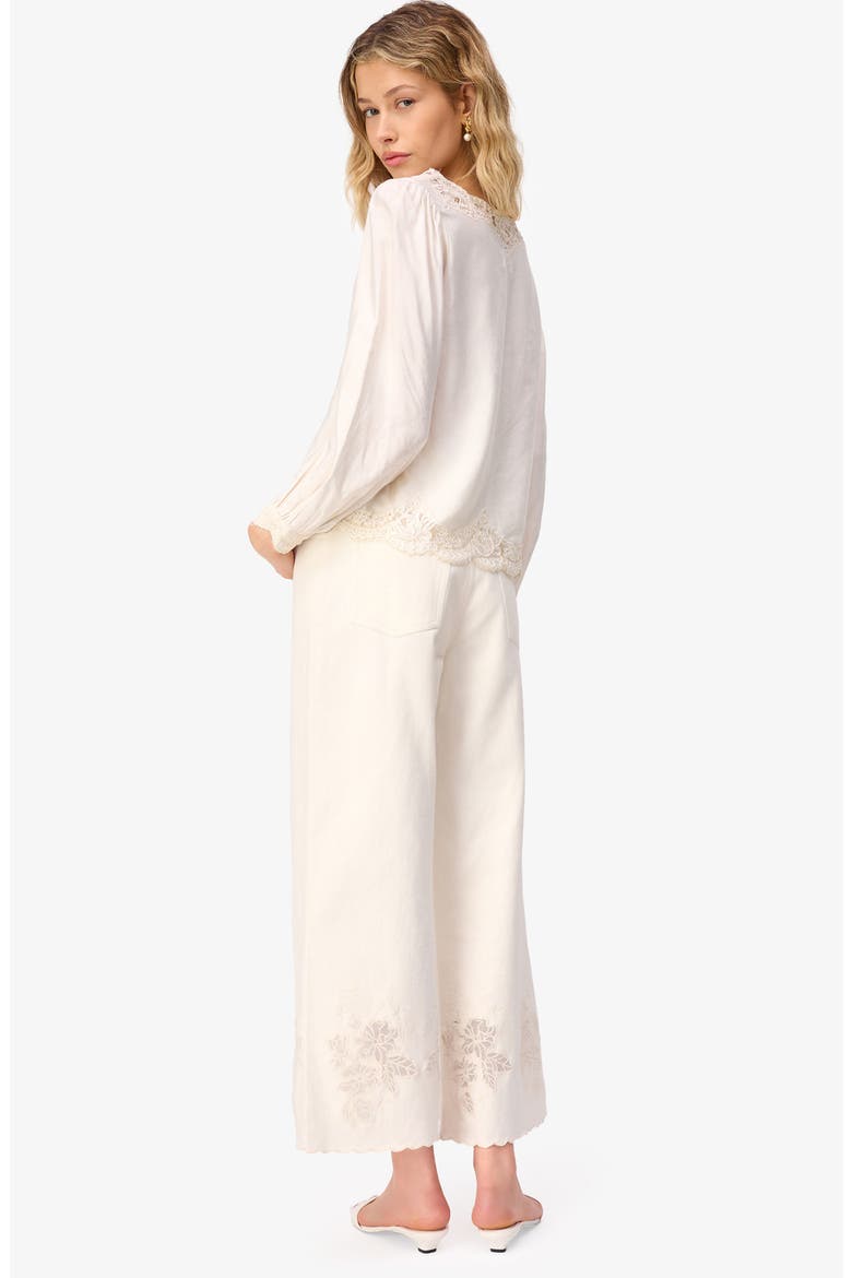Memphis Embroidered Hem Wide Leg Pants, Alternate, color, MACADAMIA