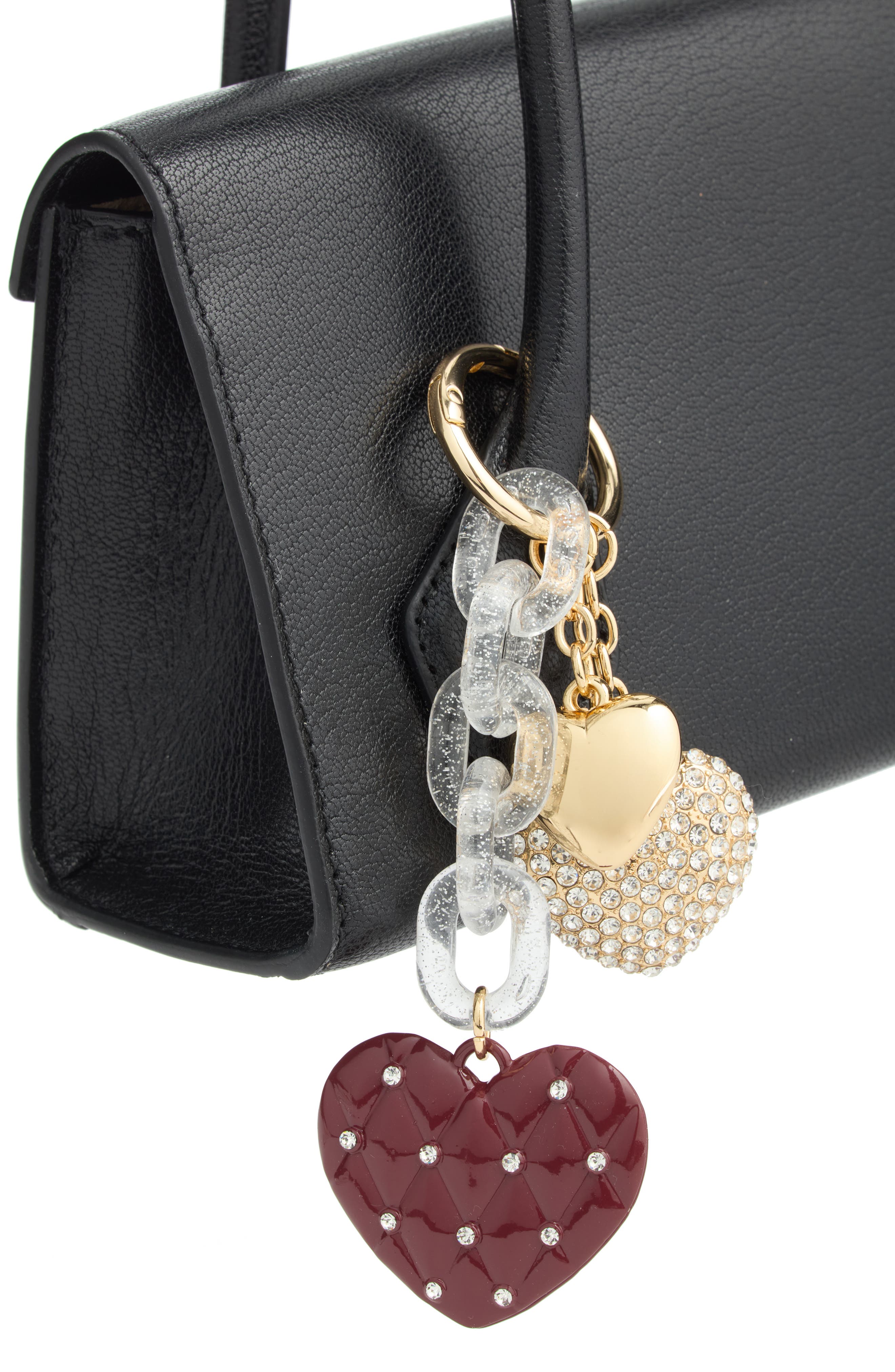 Heart Cluster Bag Charm, Alternate, color, RED- GOLD