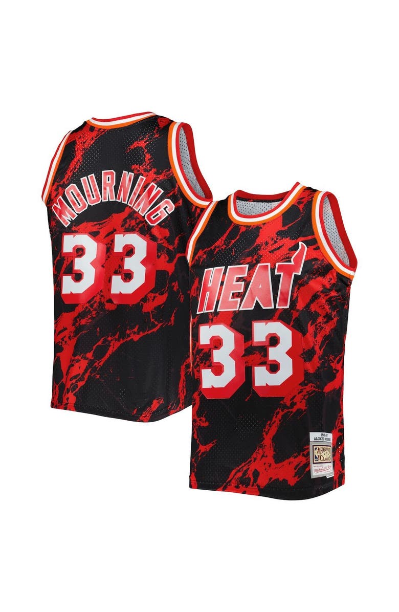 Mitchell & Ness Men's Mitchell & Ness Alonzo Mourning Black Miami Heat 1996/97 Hardwood Classics Marble Swingman Jersey, Main, color, Black