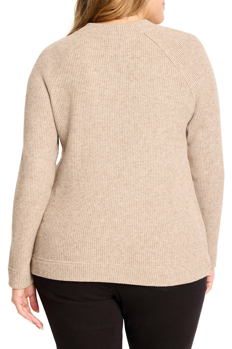Thermal Knit Button Top, Alternate, color, WALNUT