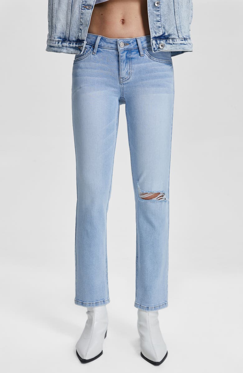 Bayeas Ally Super Low Rise Slim Straight Leg Jeans, Main, color, Sky Blue