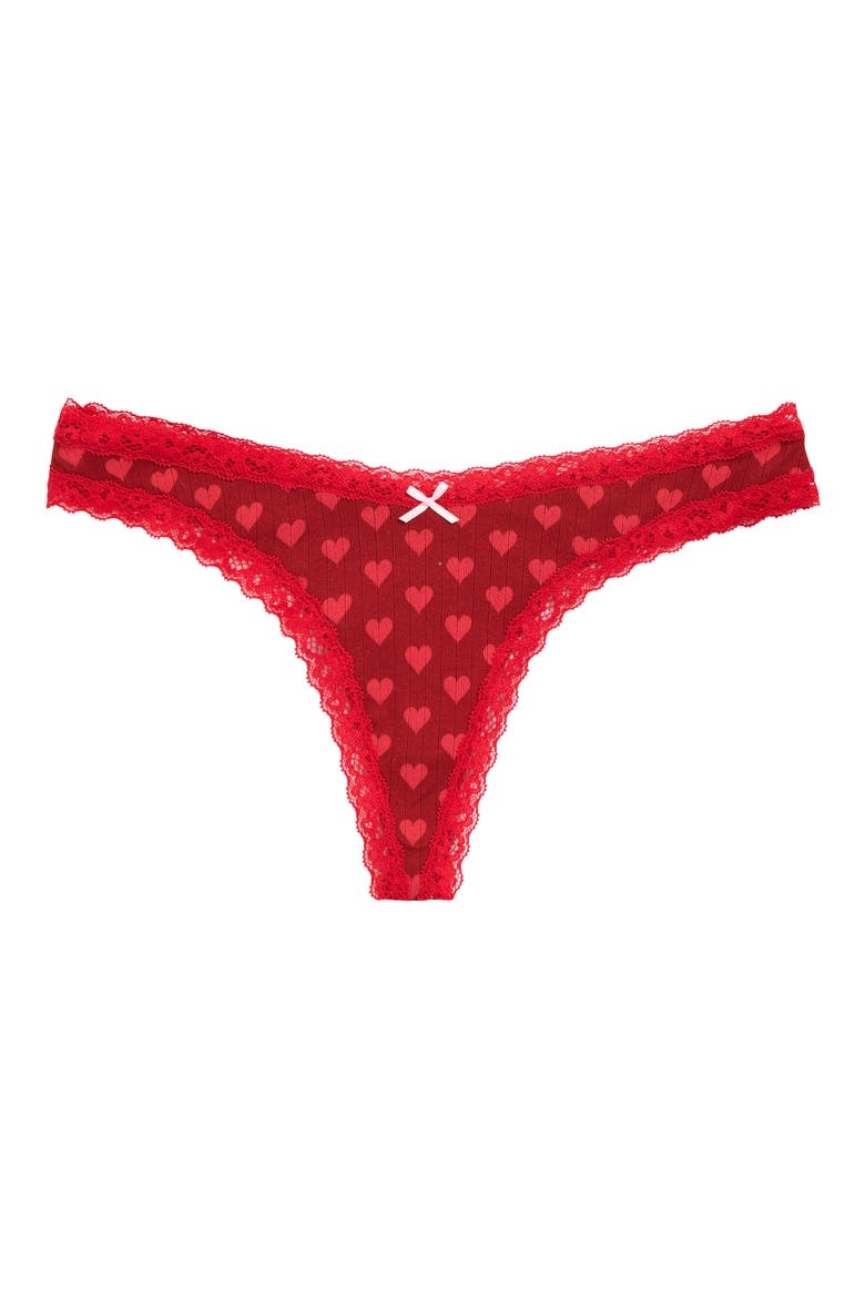 Lightweight Stretch Cotton Pointelle Thong, Main, color, BRICK HEART HALFDROP