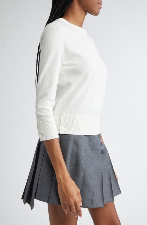 Thom Browne Jersey Stitch Three-quarter Sleeve Sweater In White
