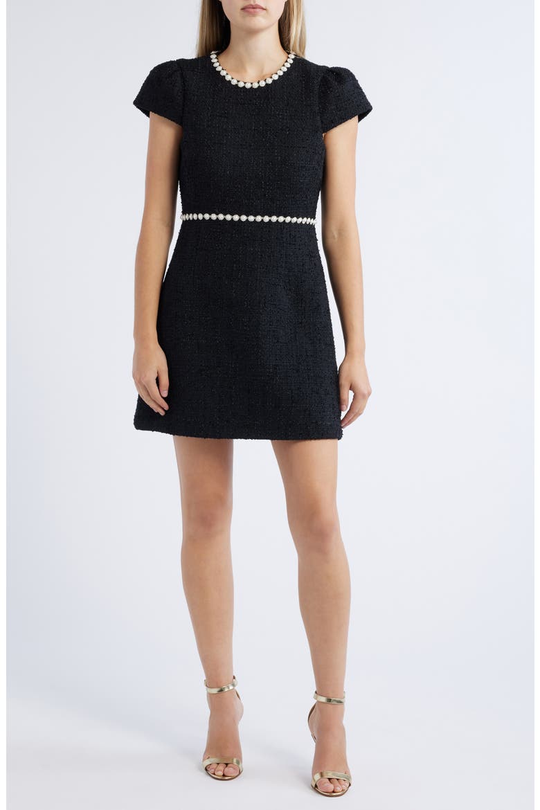 Morely Tweed Minidress, Main, color, BLACK