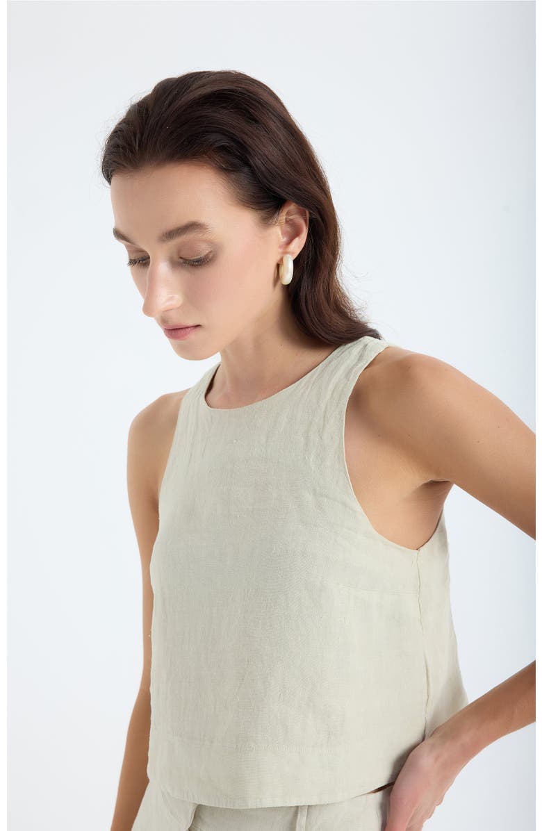 Monlicia Lena 100% Linen Sleeveless Top, Alternate, color, Stone