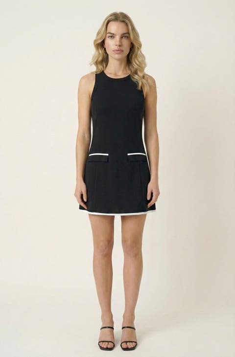 Sleeveless Contrast Trim Mini Dress