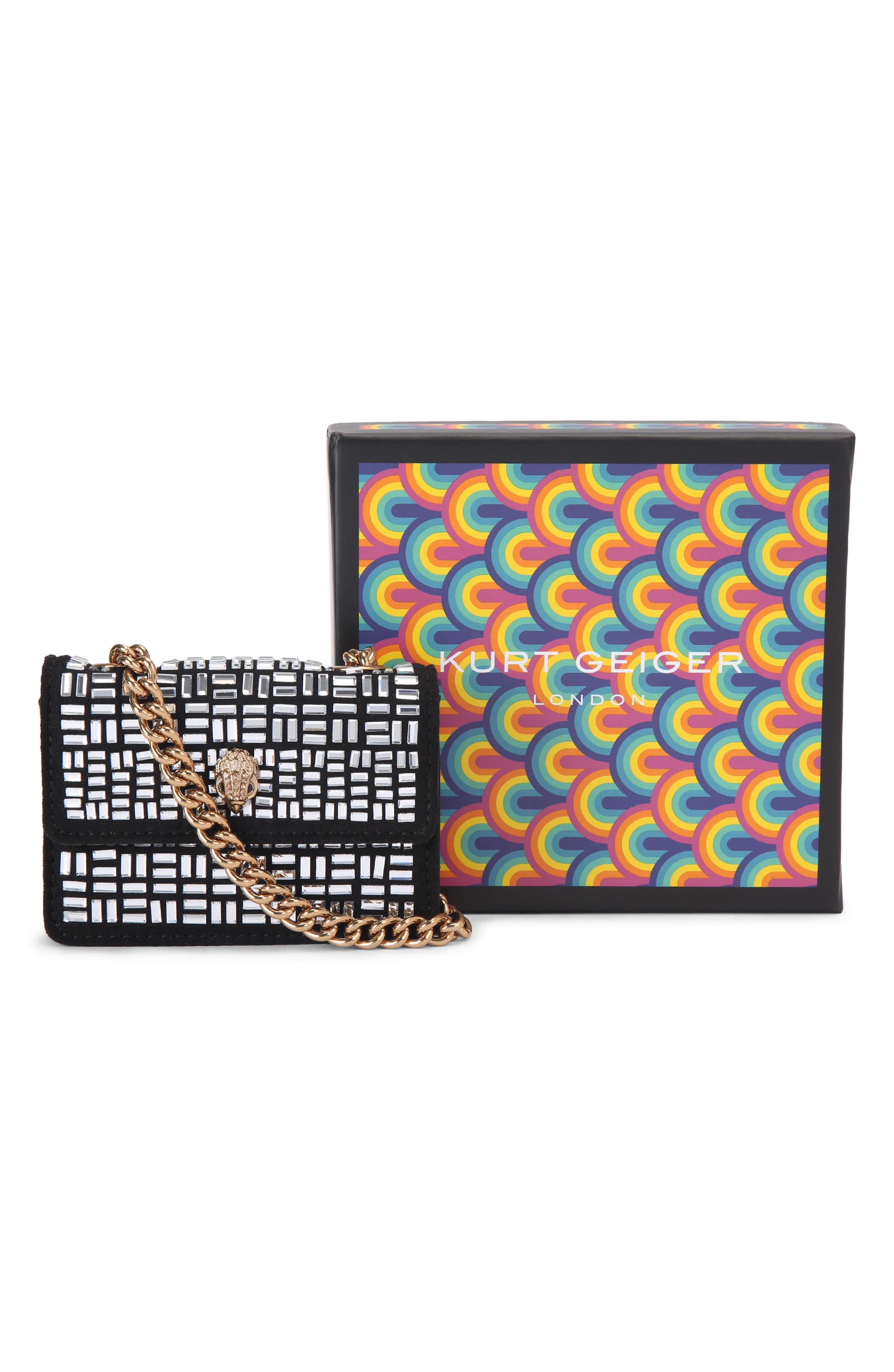 Kurt Geiger London Micro Kensington Faux Leather Crossbody Bag, Alternate, color, Charcoal