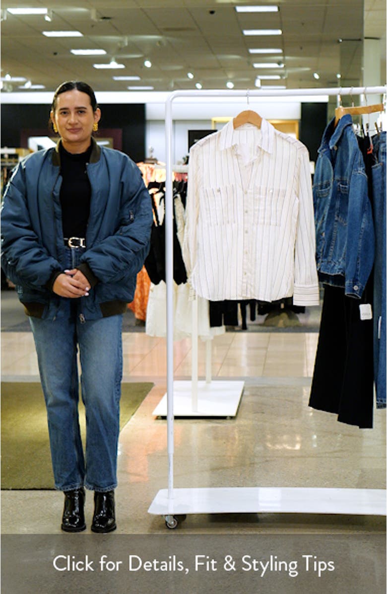 Metallic Stripe Button-Up Shirt, sales video thumbnail