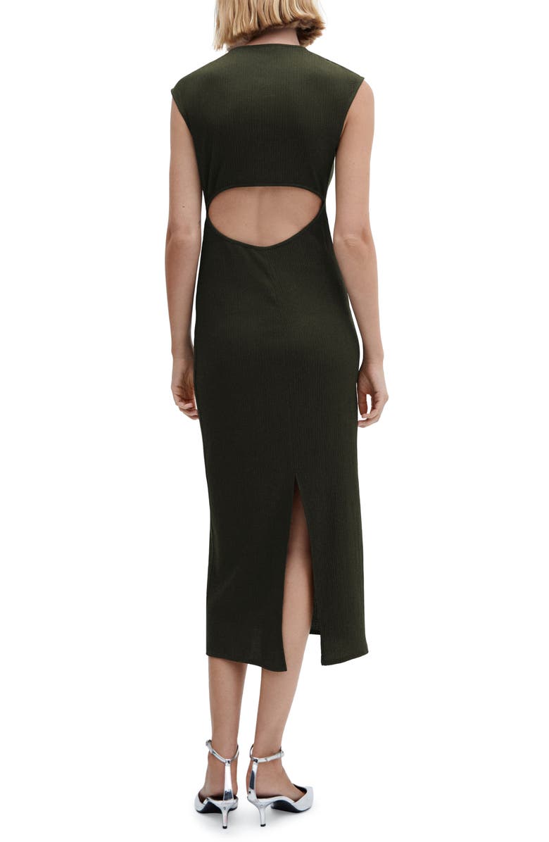 MANGO Back Cutout Textured Midi Dress, Alternate, color,