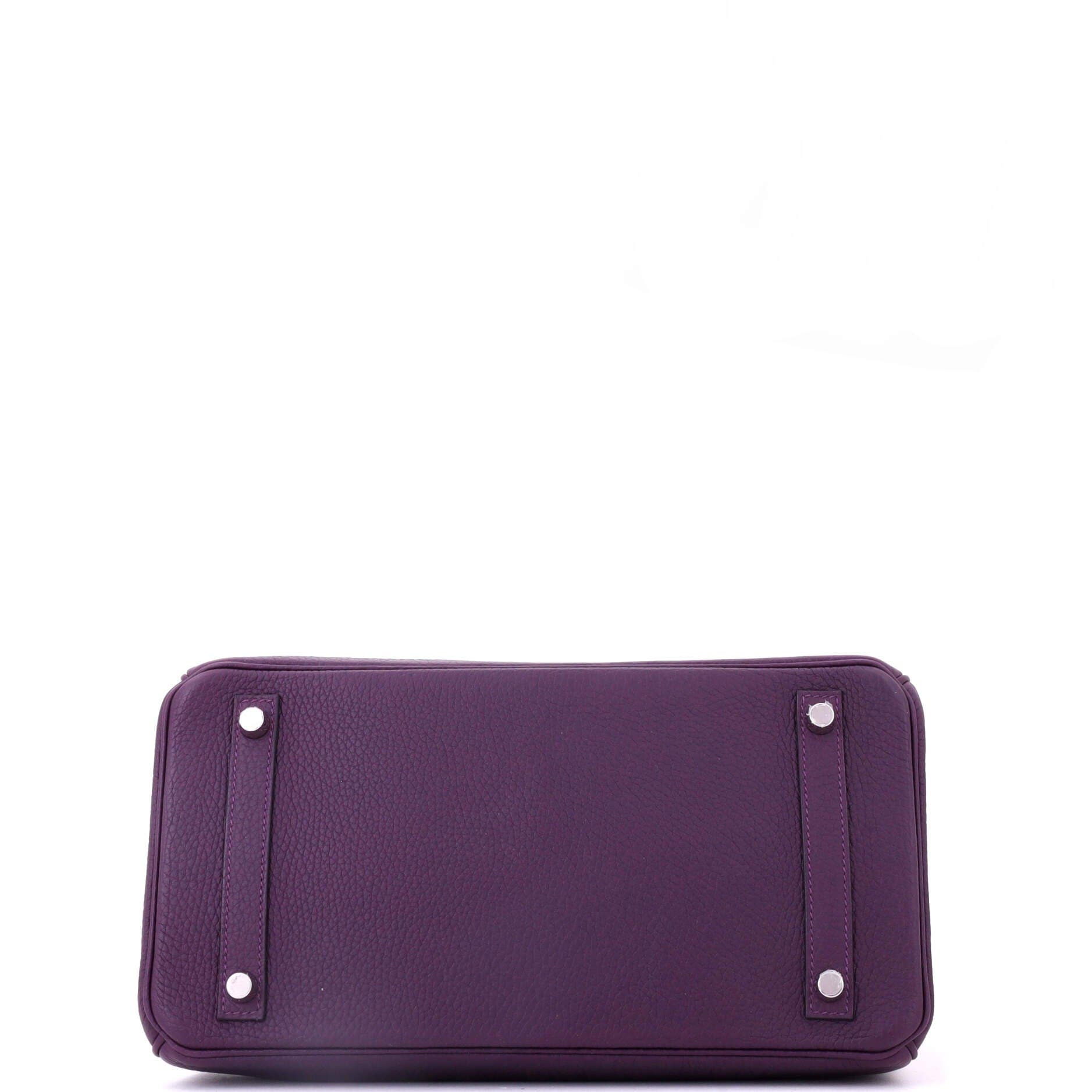 Pre-Owned Hermes Birkin Handbag Purple Clemence with Palladium Hardware 30, Alternate, color, Cassis