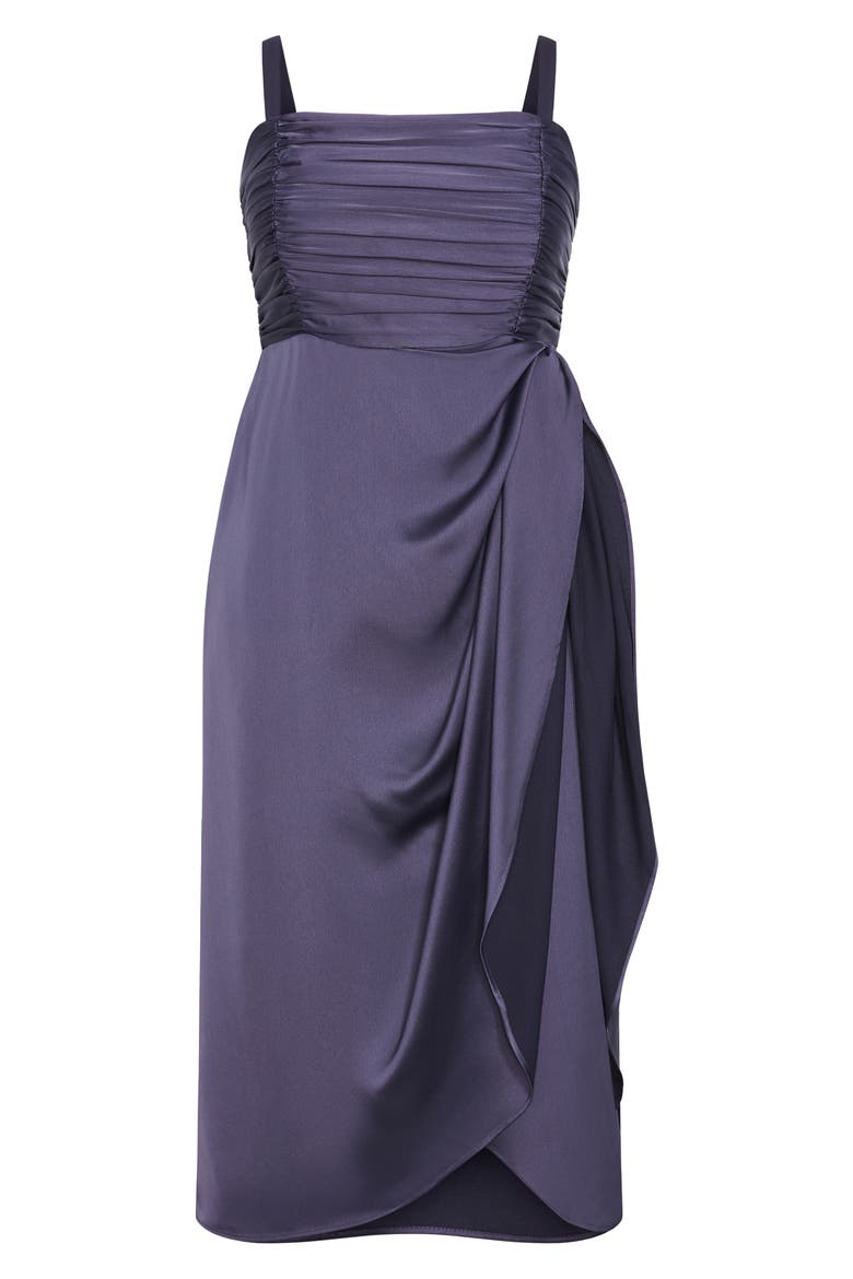 Ania Gathered Evening Dress, Alternate, color, SLATE