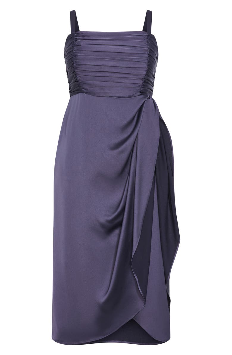 City Chic Ania Gathered Evening Dress, Alternate, color, Slate