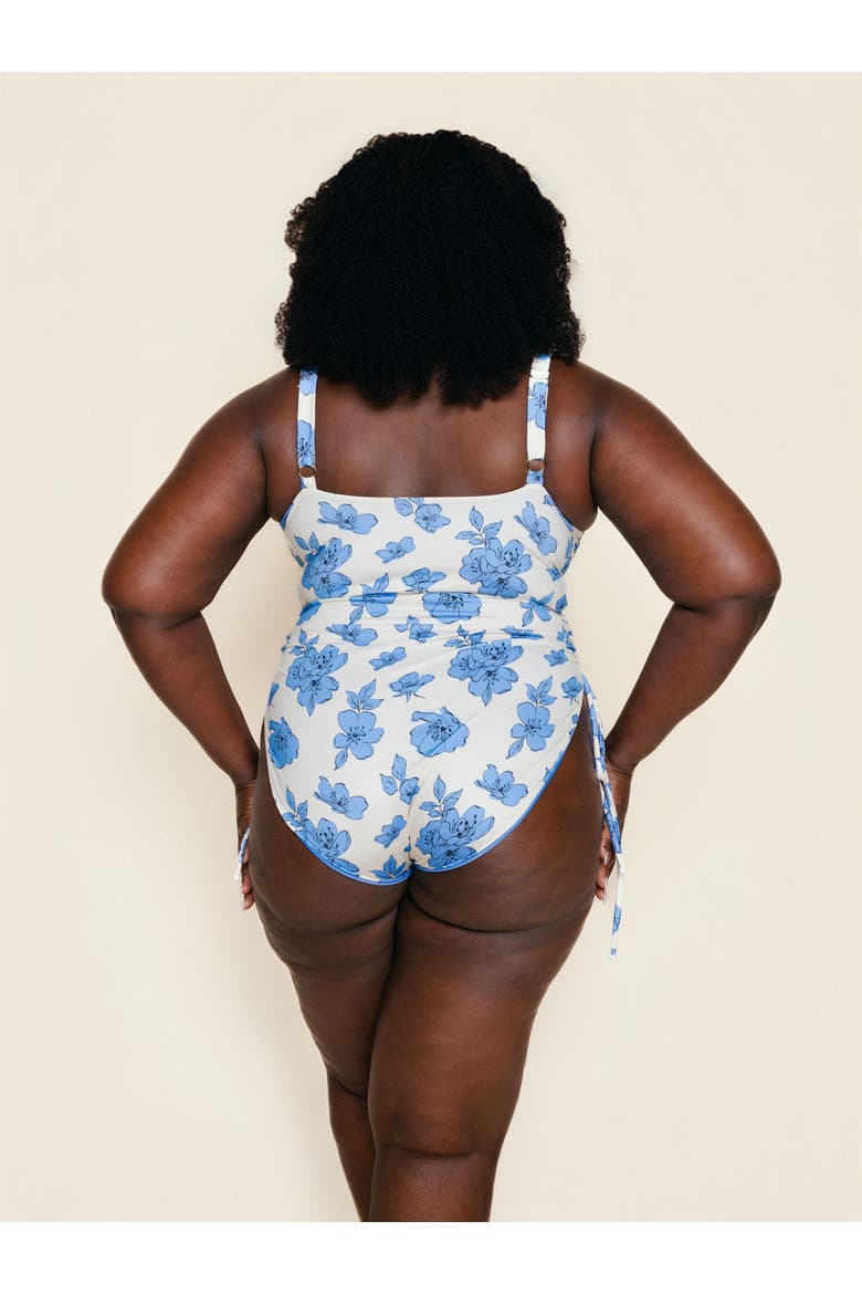 Ruched Square Neck One Piece, Alternate, color, Blue Floral