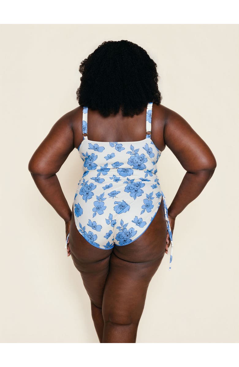 Kitty and Vibe Ruched Square Neck One Piece, Alternate, color, Blue Floral