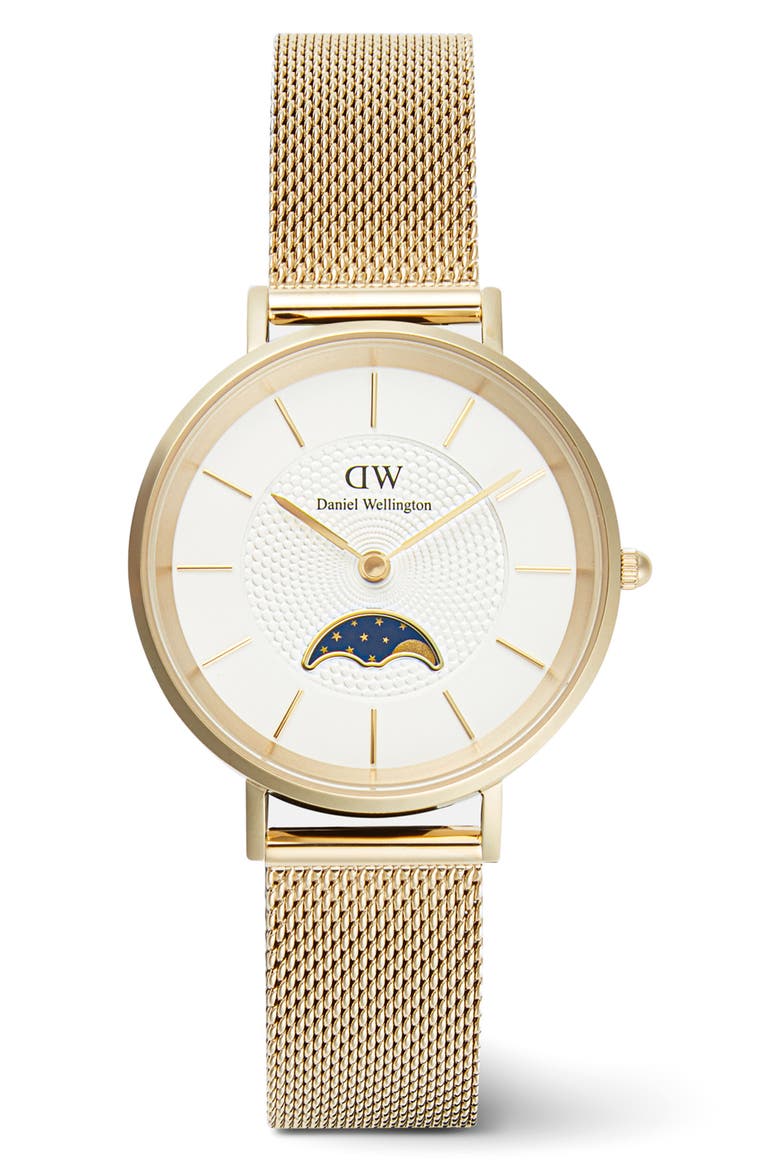 Petite Moonphase Bracelet Watch, 32mm, Main, color, GOLD