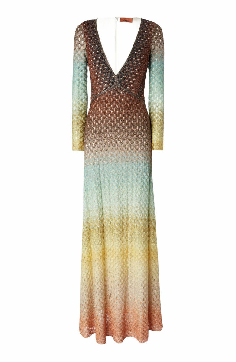 Missoni Flared Dégradé Long Dress With V-neck, Main, color, Multicoloured