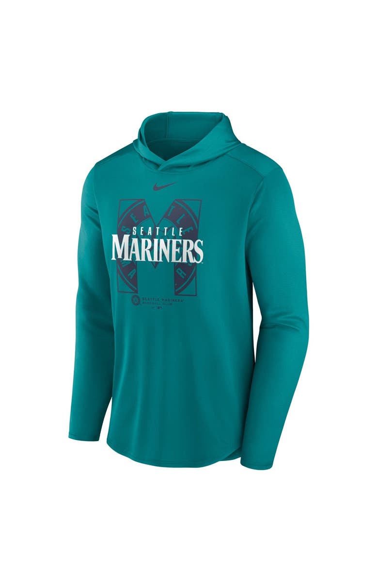 Nike Men's Nike Aqua Seattle Mariners Team Letterman Performance Hooded Long Sleeve T-Shirt, Alternate, color, 