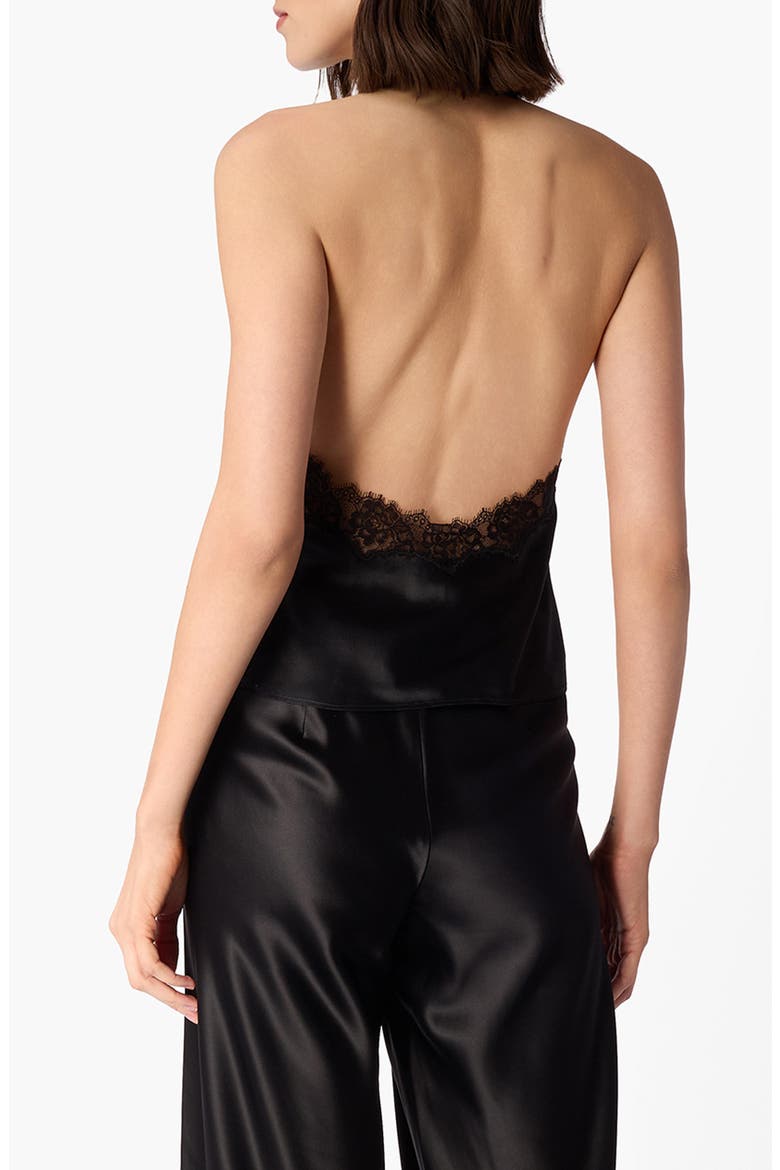 Lucille Lace Trim Silk Top, Alternate, color, BLACK