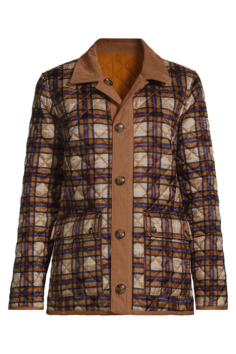 Reversible Barn Quilted Jacket, Alternate, color, Orange Ginger/Plaid