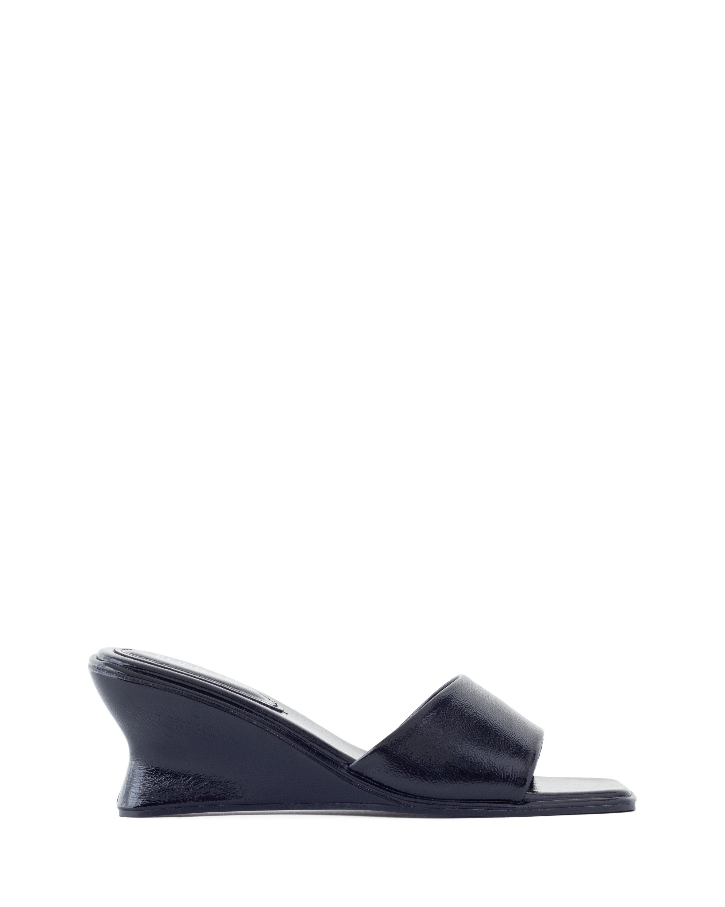 Lafayette Square-Toe Wedge Slide Sandal, Alternate, color, Black Crinkled Patent Pu