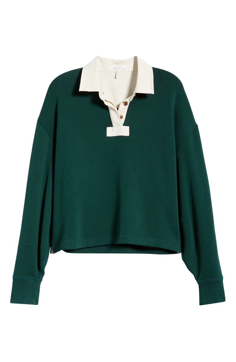 rag & bone Vintage Terry Polo Sweatshirt, Main, color, Forest