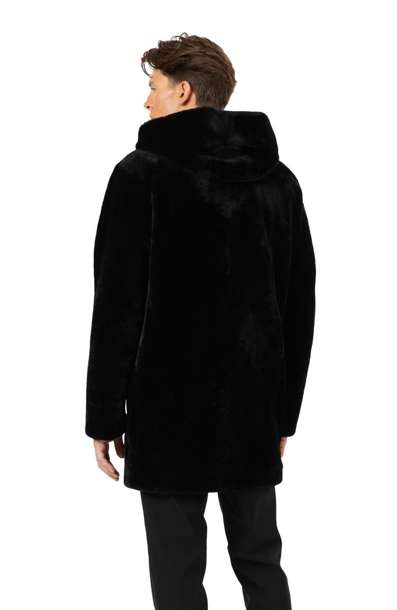 GORSKI Mens Genuine Shearling Parka Reversible To Taffeta, Alternate, color, Black/Black