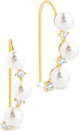 Sterling Forever Siena Cubic Zirconia & Cultured Pearl Threader Earring