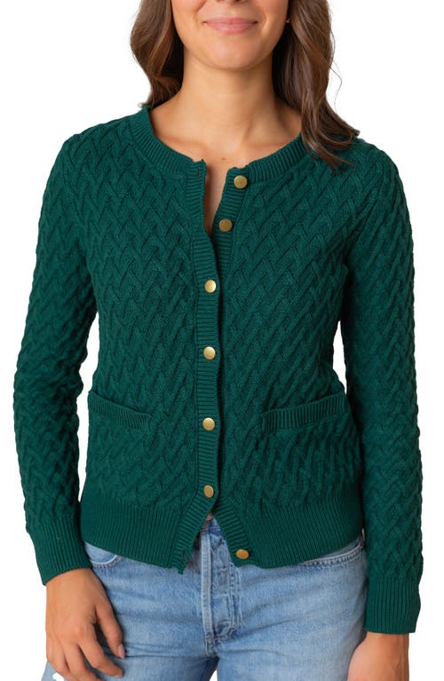 Hope & Henry Organic Herringbone Stitch Cardigan Sweater In Green