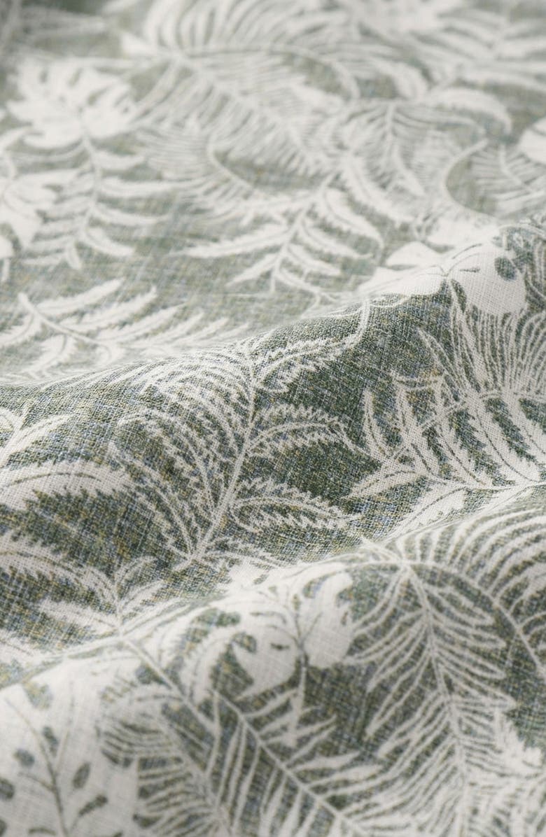 Report Collection Tropical Print Short Sleeve Linen & Cotton Button-Up Shirt, Alternate, color, Olive