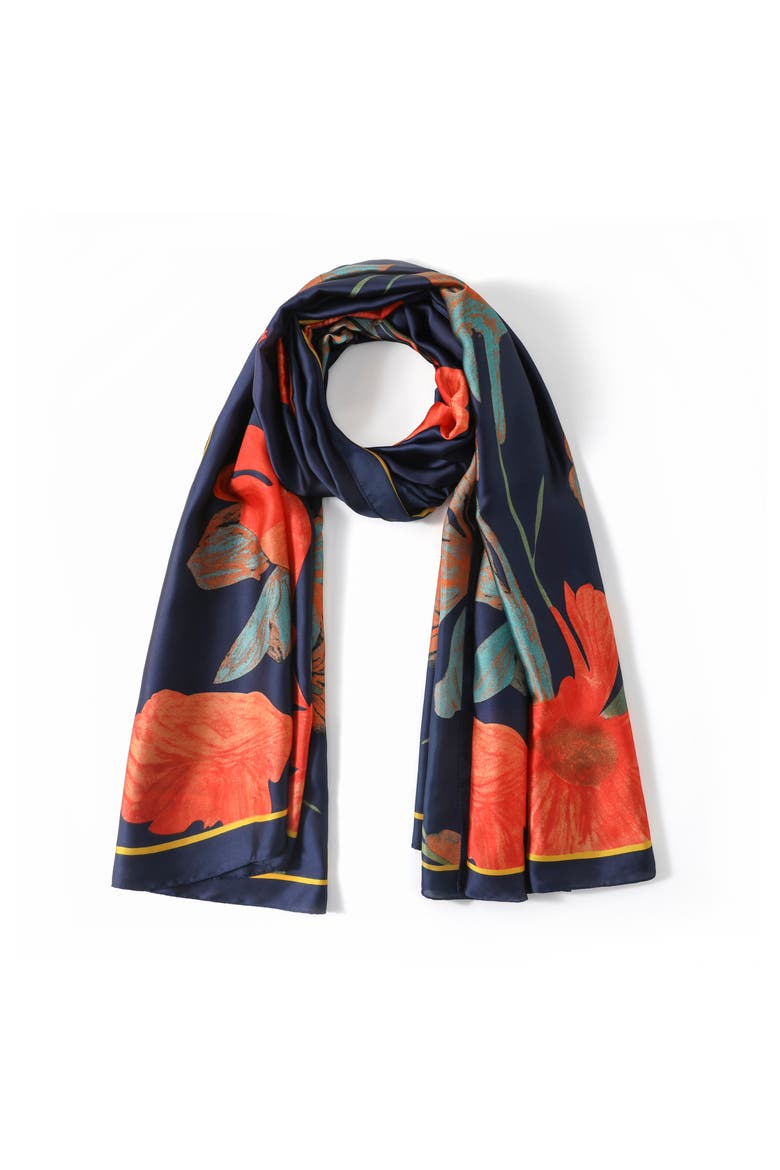 Koi Pond Floral Scarf - Blue, Alternate, color, Blue