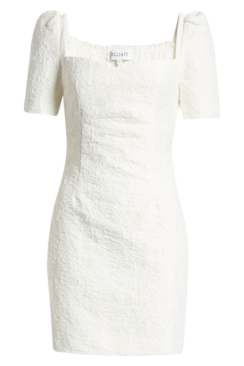 Feminise Textured Puff Sleeve Minidress, Alternate, color, WHITE